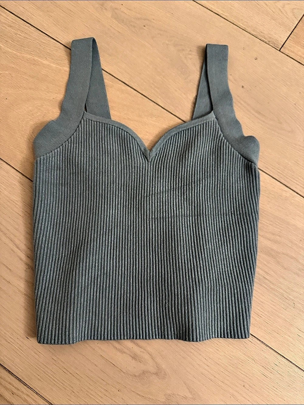 Abercrombie & Fitch Ribbed Sweetheart Tank Top blue Gray Small